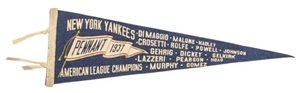 1937 New York Yankees American League Champions Pennant 